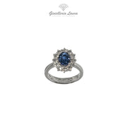 Anello con Zaffiro e Diamanti Crivelli