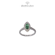 Anello con Smeraldo Marquise e Diamanti Crivelli