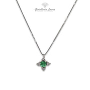 Collana Punto Luce con Smeraldo e Diamanti Cierre Gioielli