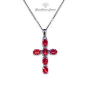 Collana Croce con Rubini e Diamanti Cierre Gioielli