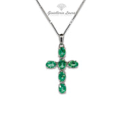 Collana Croce di Smeraldi e Diamanti