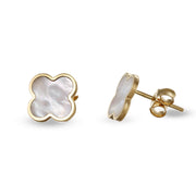 Orecchini Quadrifoglio in Oro Giallo e Madreperla