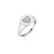 Anello Chevalier Regolabile con Cuore Zirconato Amen