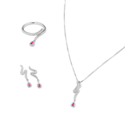 Set Collana Anello e Orecchini Sovrani Rosso