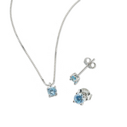 Set Collana e Orecchini Sovrani Zirconi Acquamarina