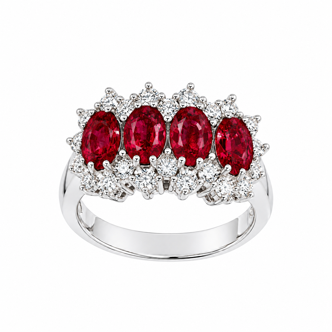 Anello con Diamanti e Rubini Crivelli
