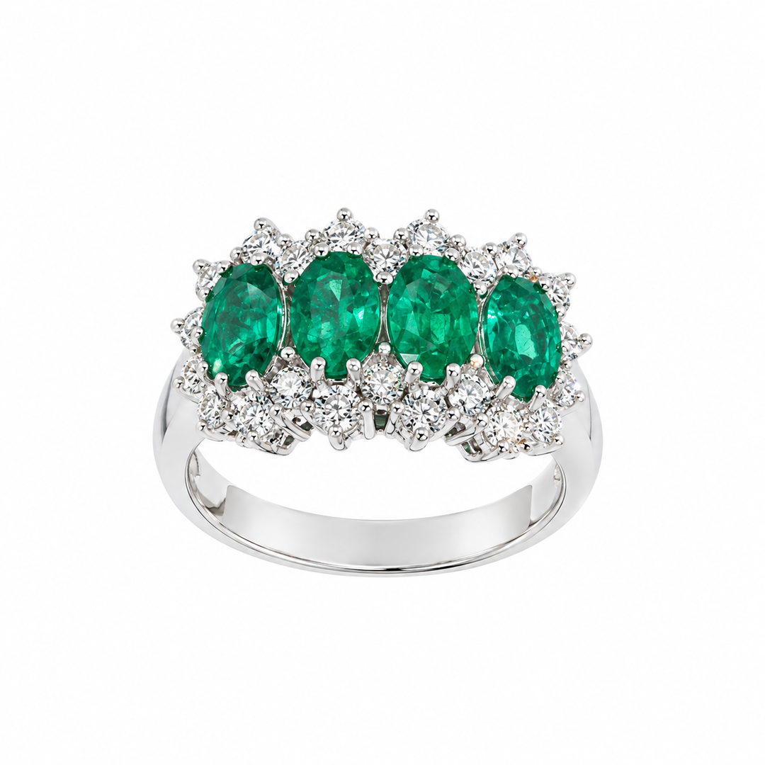 Anello con Smeraldi e Diamanti Crivelli
