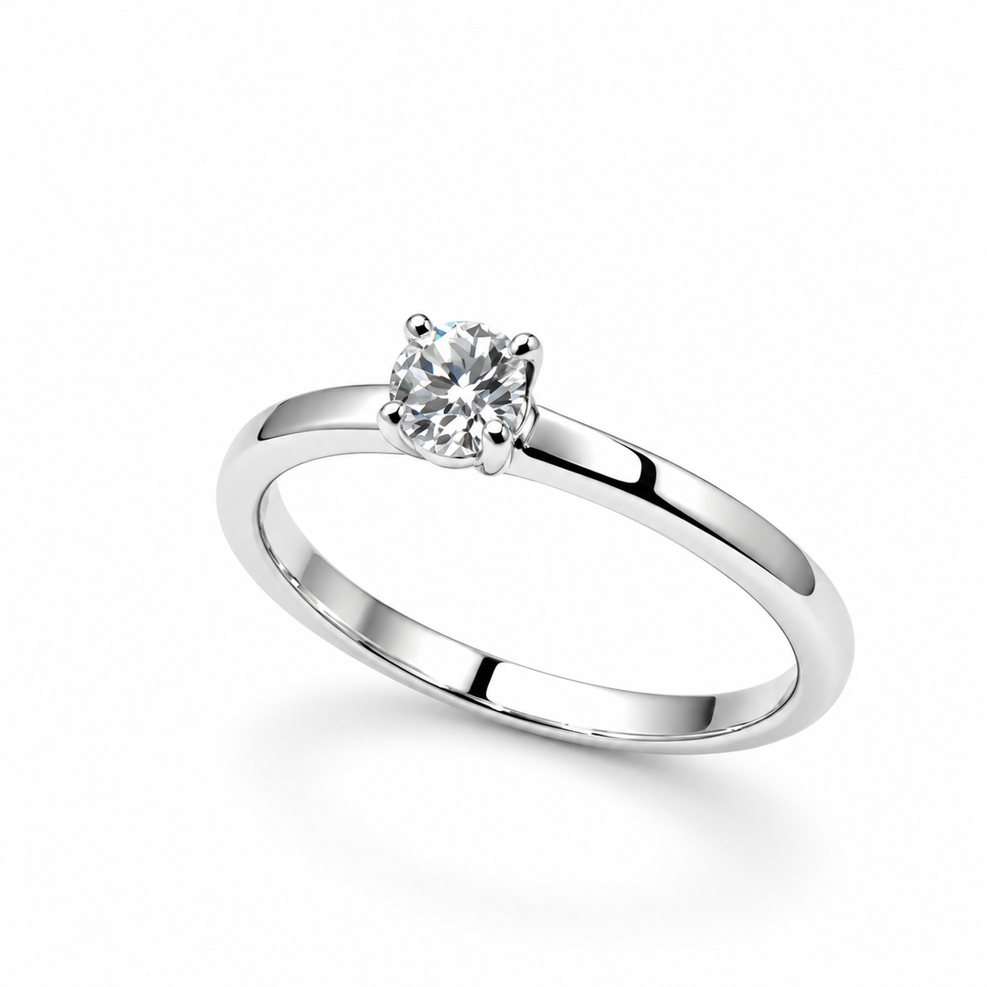 Anello Solitario in Oro Bianco 18kt Crivelli