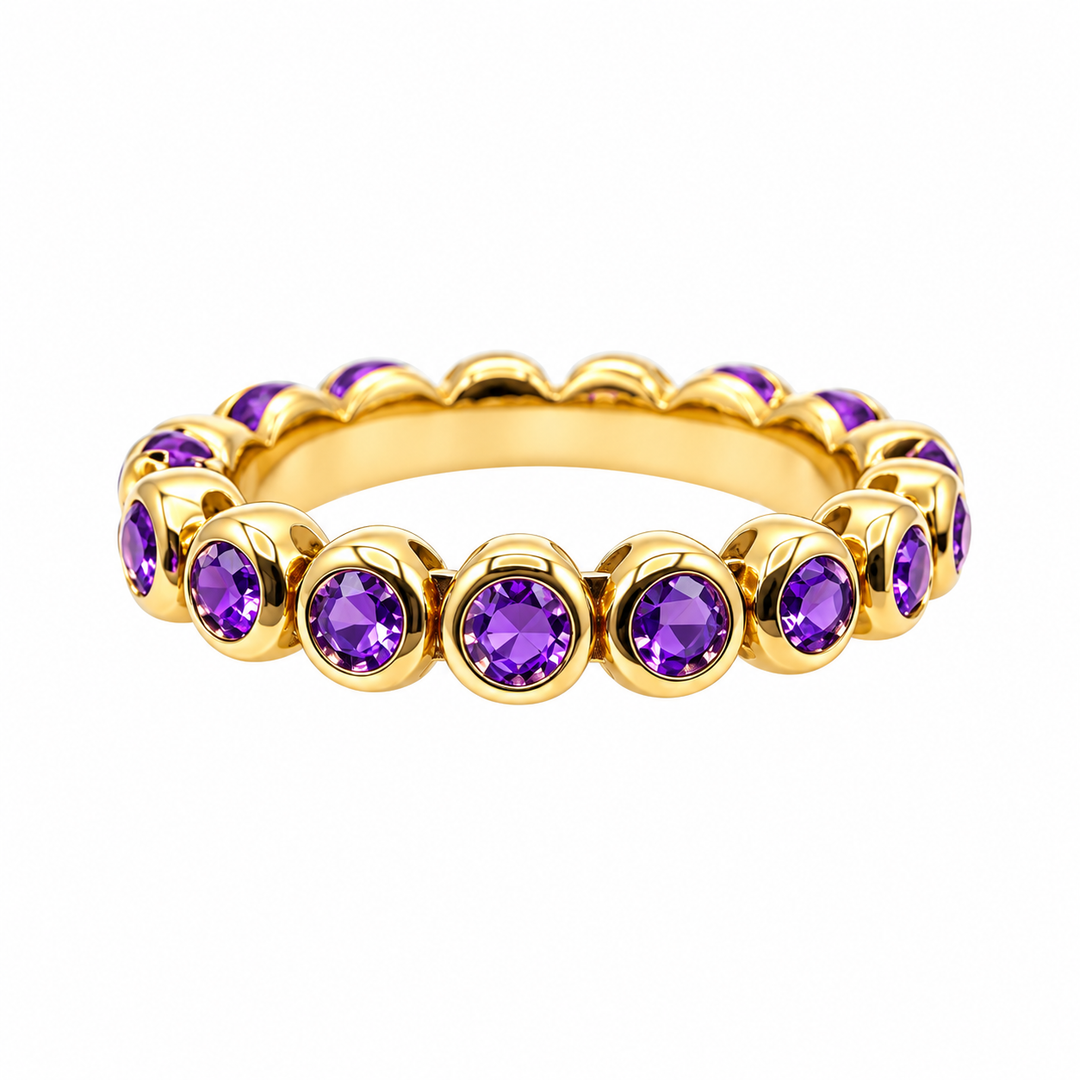 Anello Eternity con Ametista in Oro Giallo 18 kt