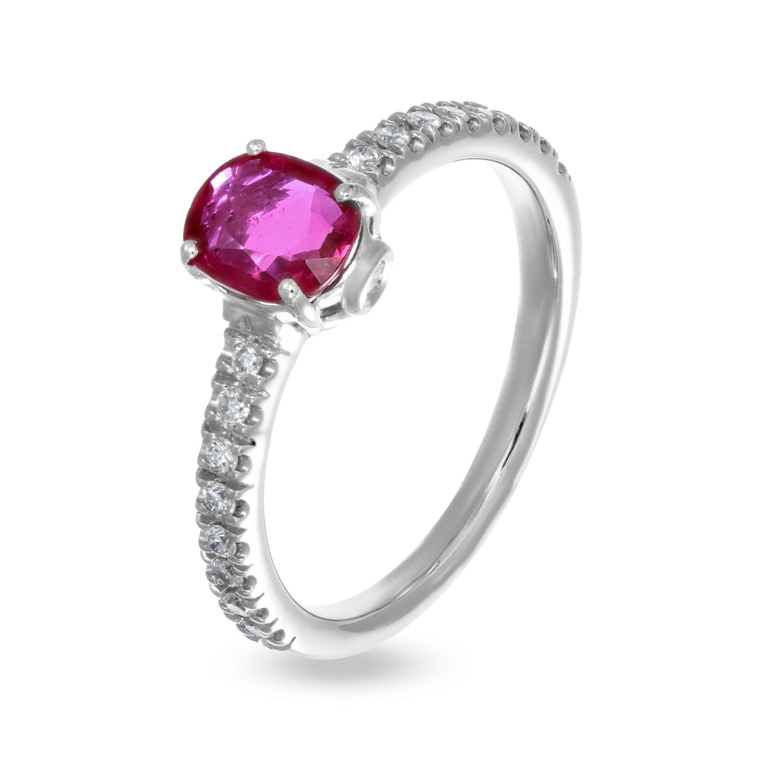Anello Solitario con Rubino e Diamanti