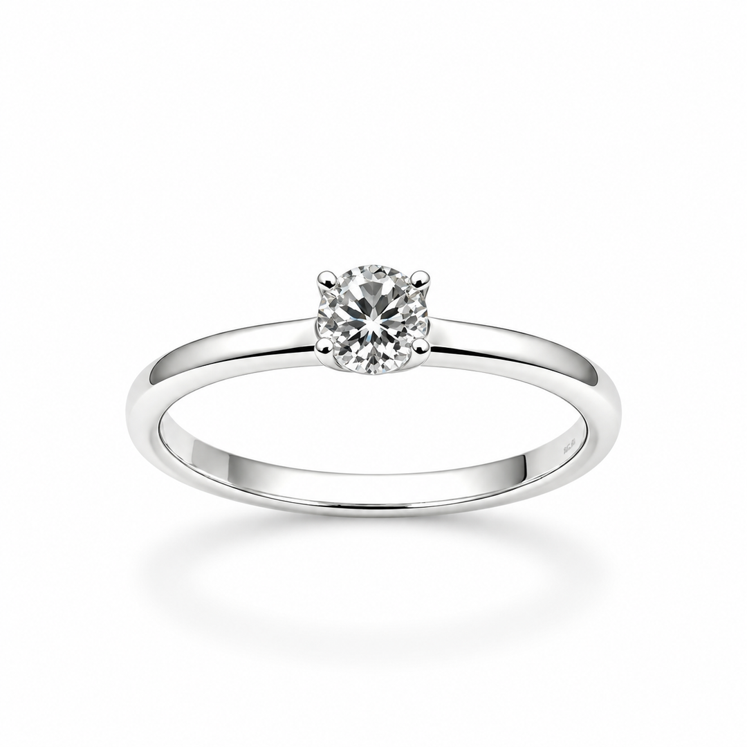 Anello Solitario in Oro Bianco 18kt Crivelli