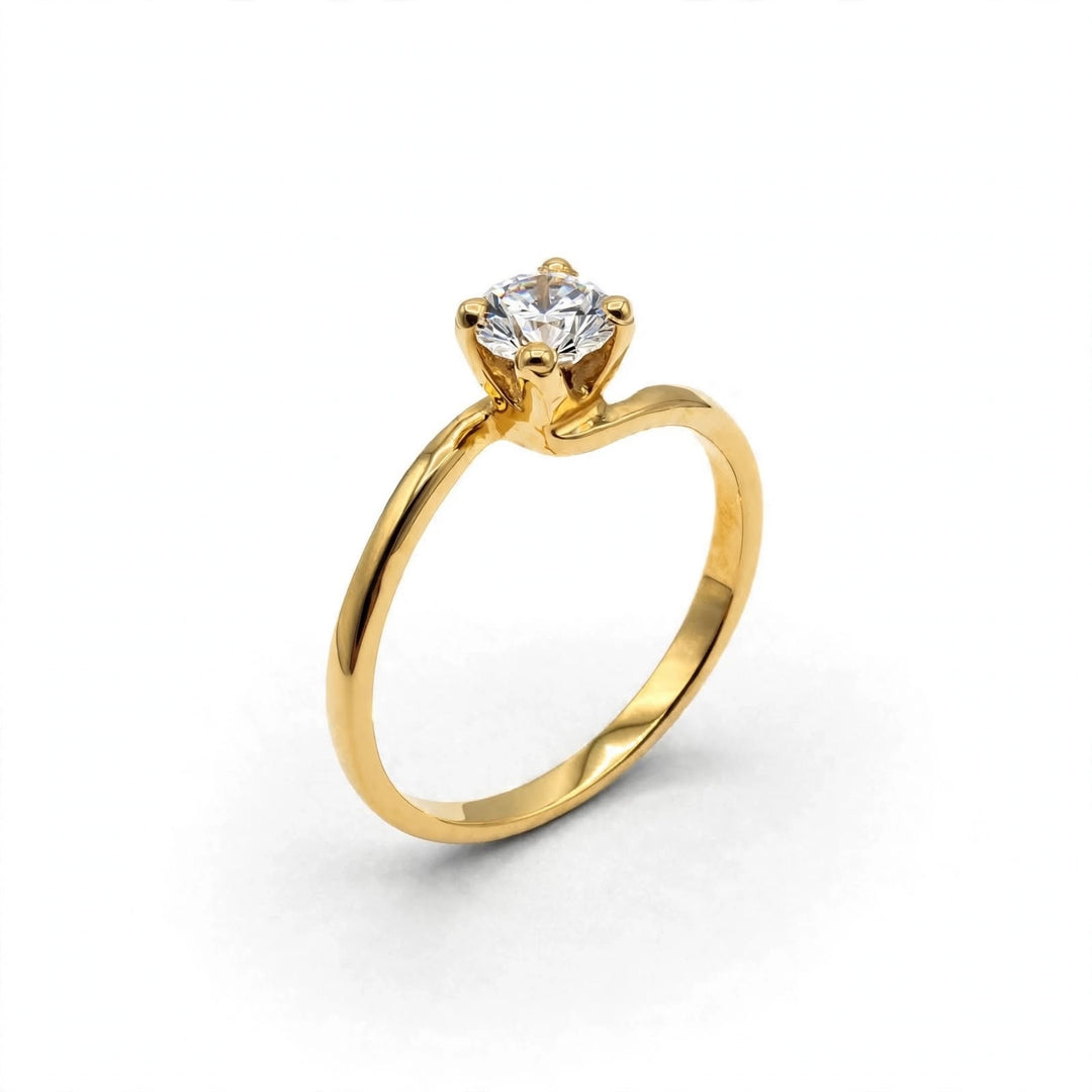 Anello Solitario in Oro Giallo