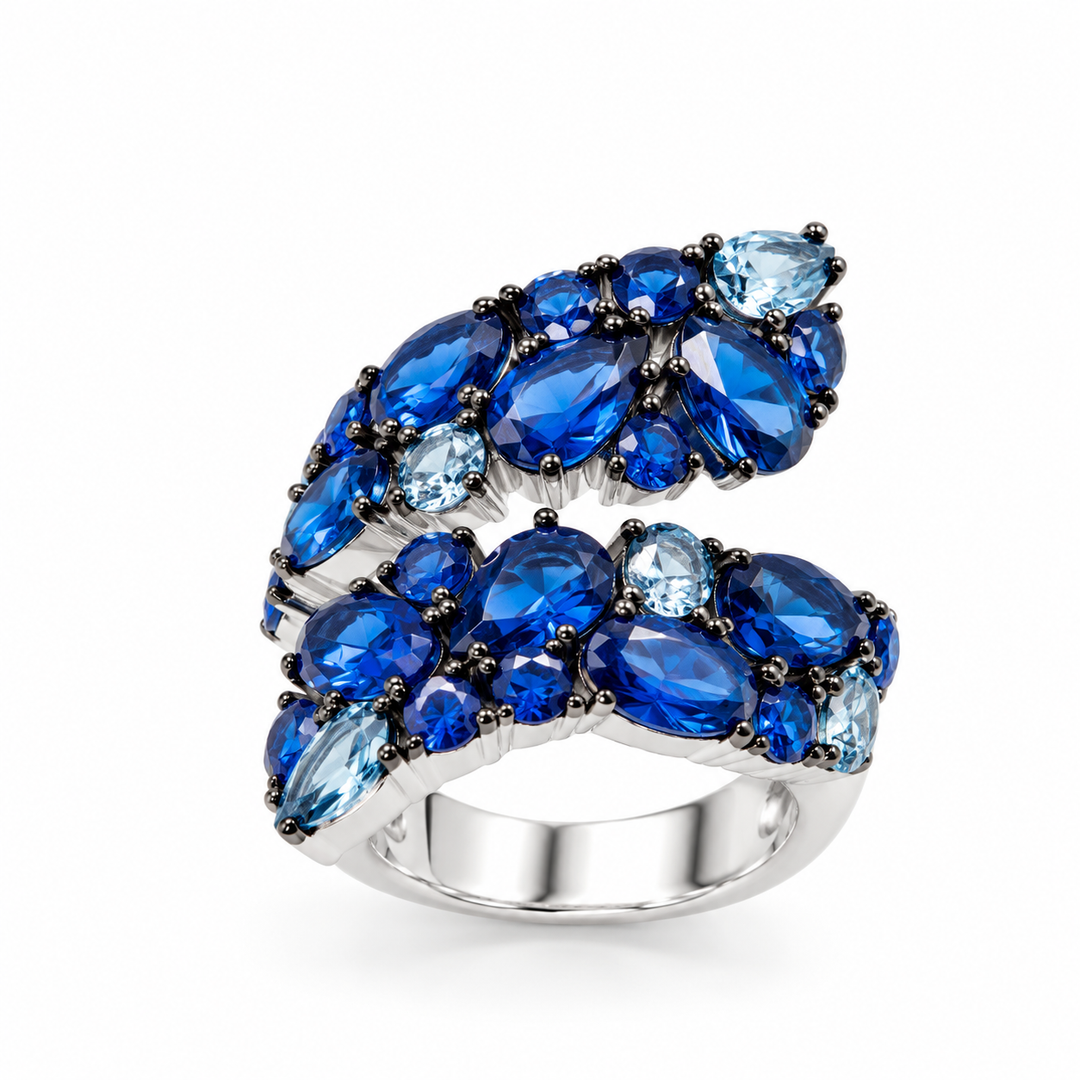 Anello a Foglia Sovrani Sfumato Blu