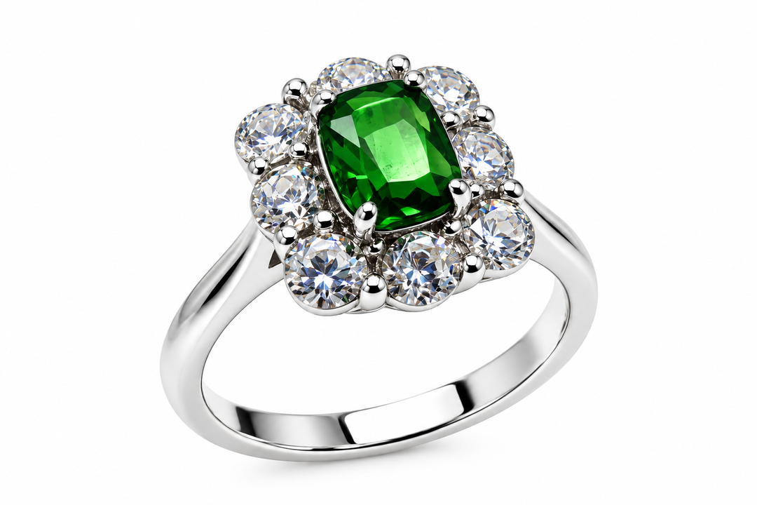 Anello a Rettangolo Bianco e Verde Sovrani