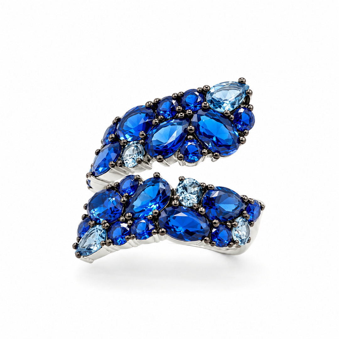 Anello a Foglia Sovrani Sfumato Blu