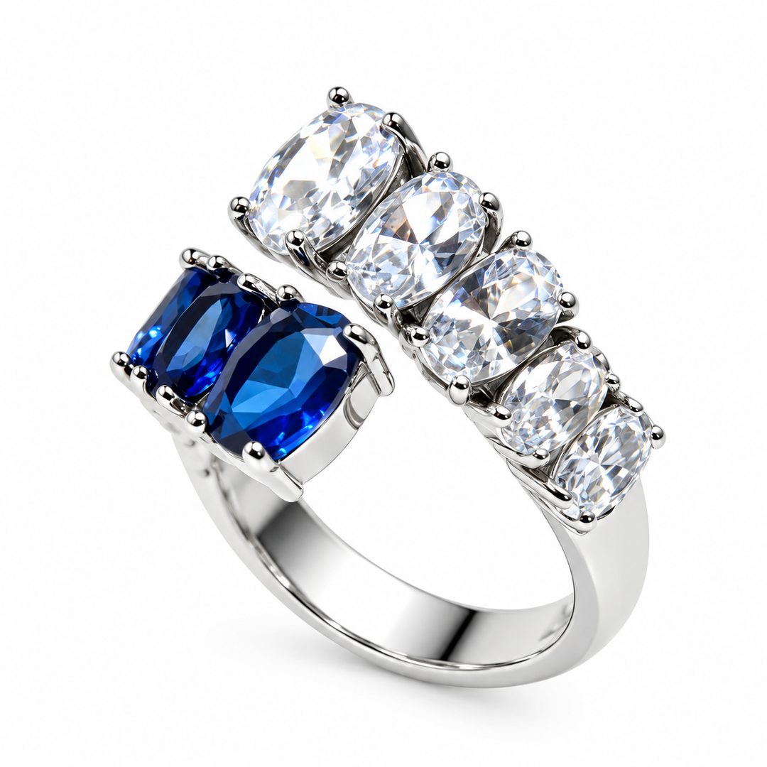 Anello Contrarie Bianco e Blu Sovrani