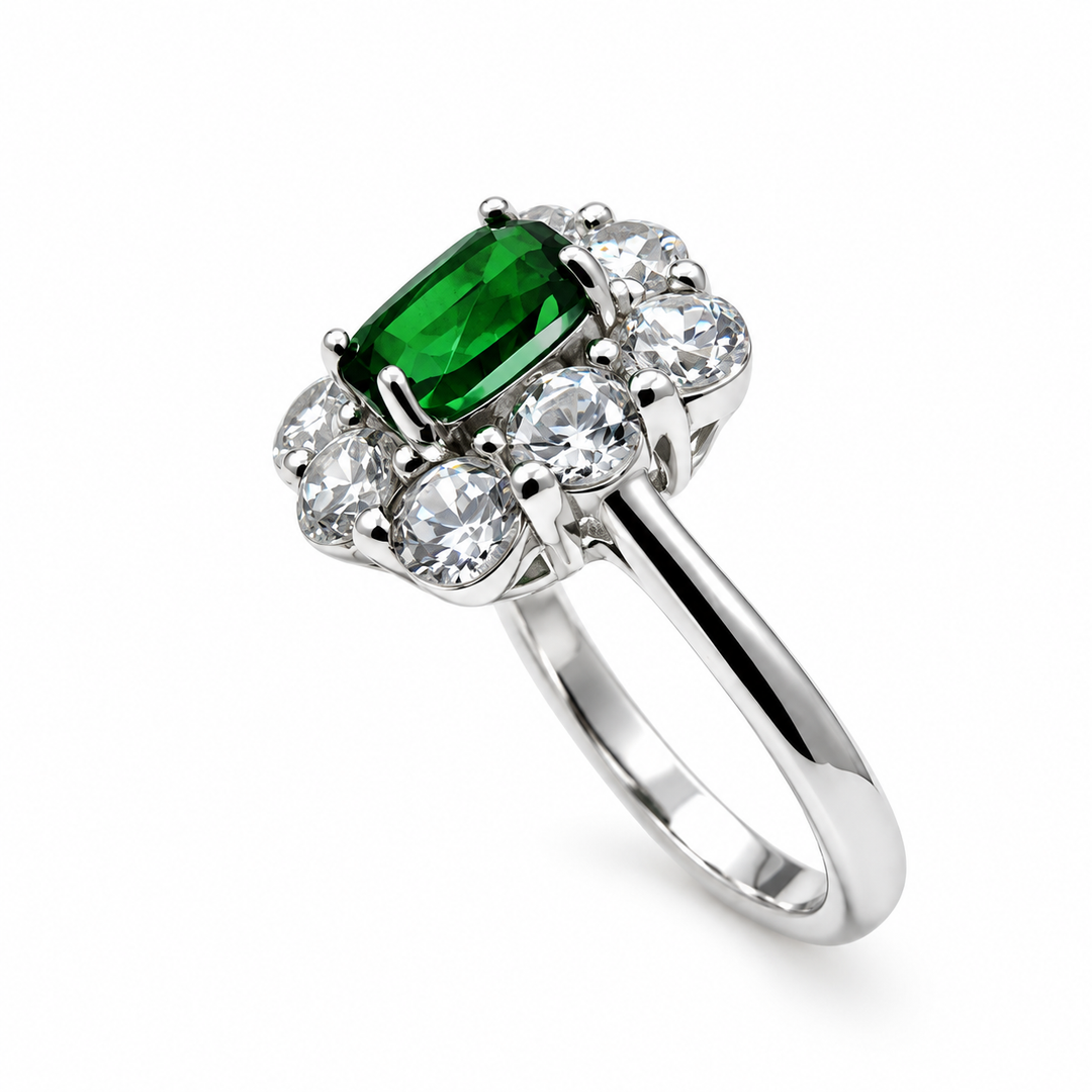 Anello a Rettangolo Bianco e Verde Sovrani