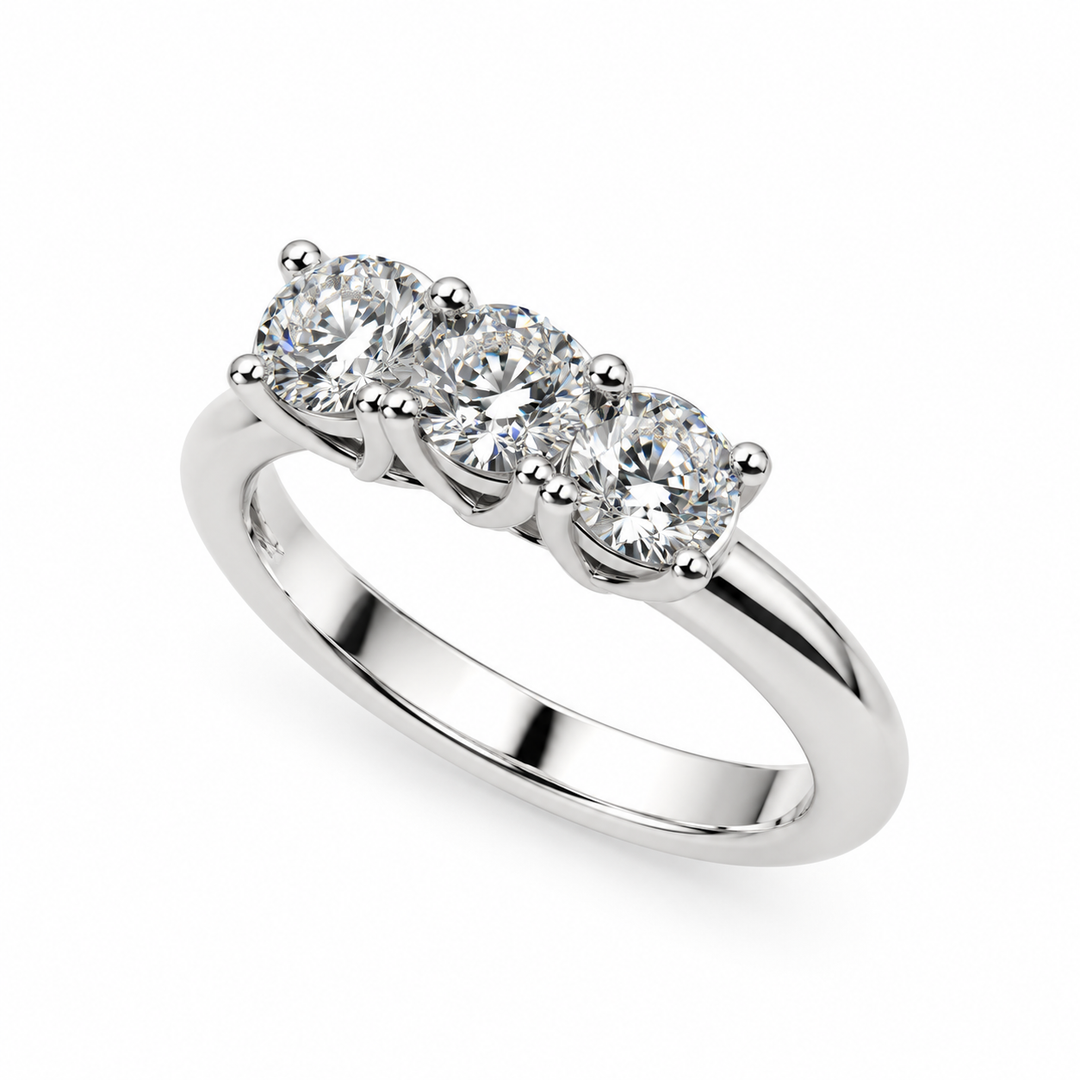 Anello Trilogy con Diamanti in Oro Bianco Crivelli