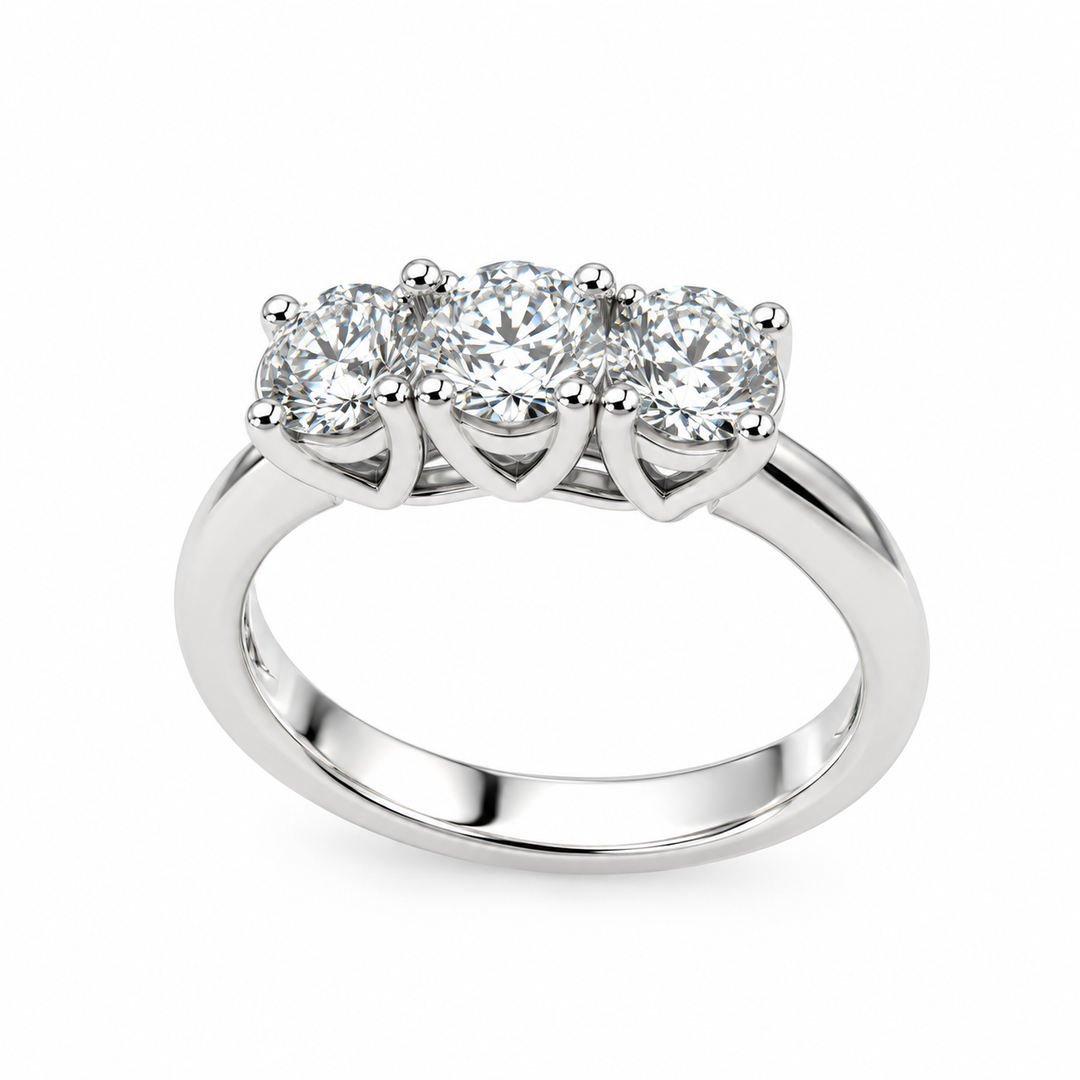 Anello Trilogy con Diamanti in Oro Bianco Crivelli