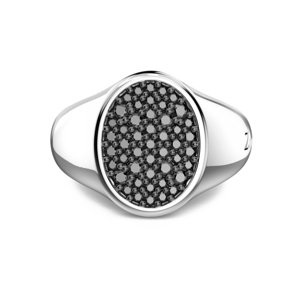 Anello chevalier Zancan in Argento con Pietre Nere