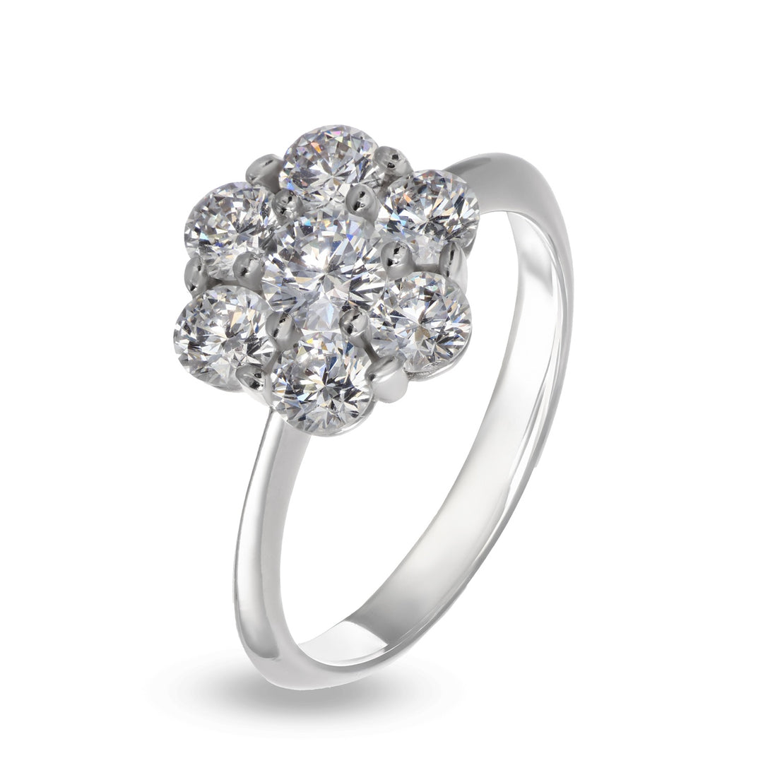 Anello Margherita in Oro Bianco e Zirconi