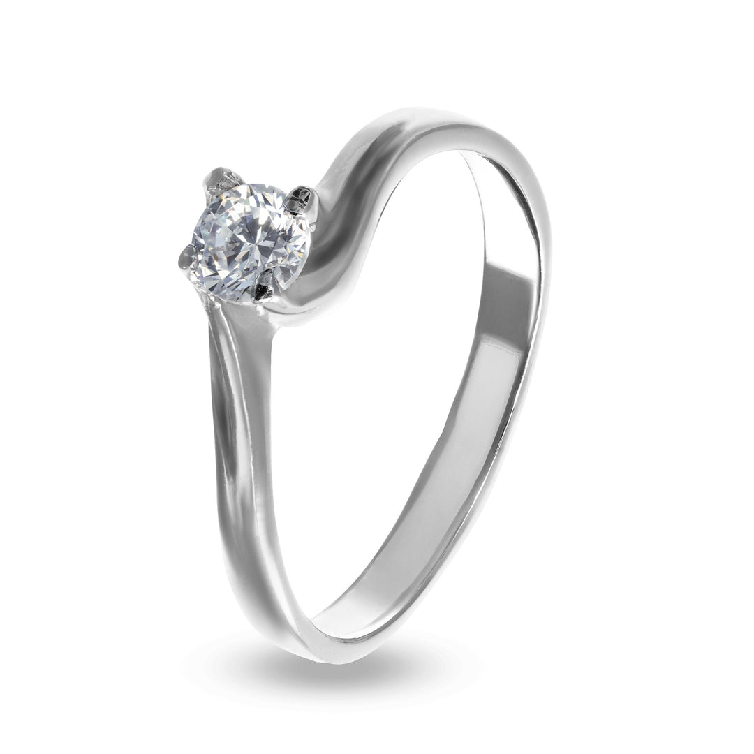 Anello Solitario Valentino in Oro Bianco e Zircone