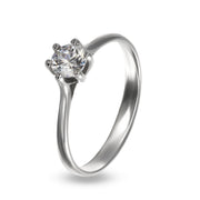 Anello Solitario in Oro Bianco e Zircone