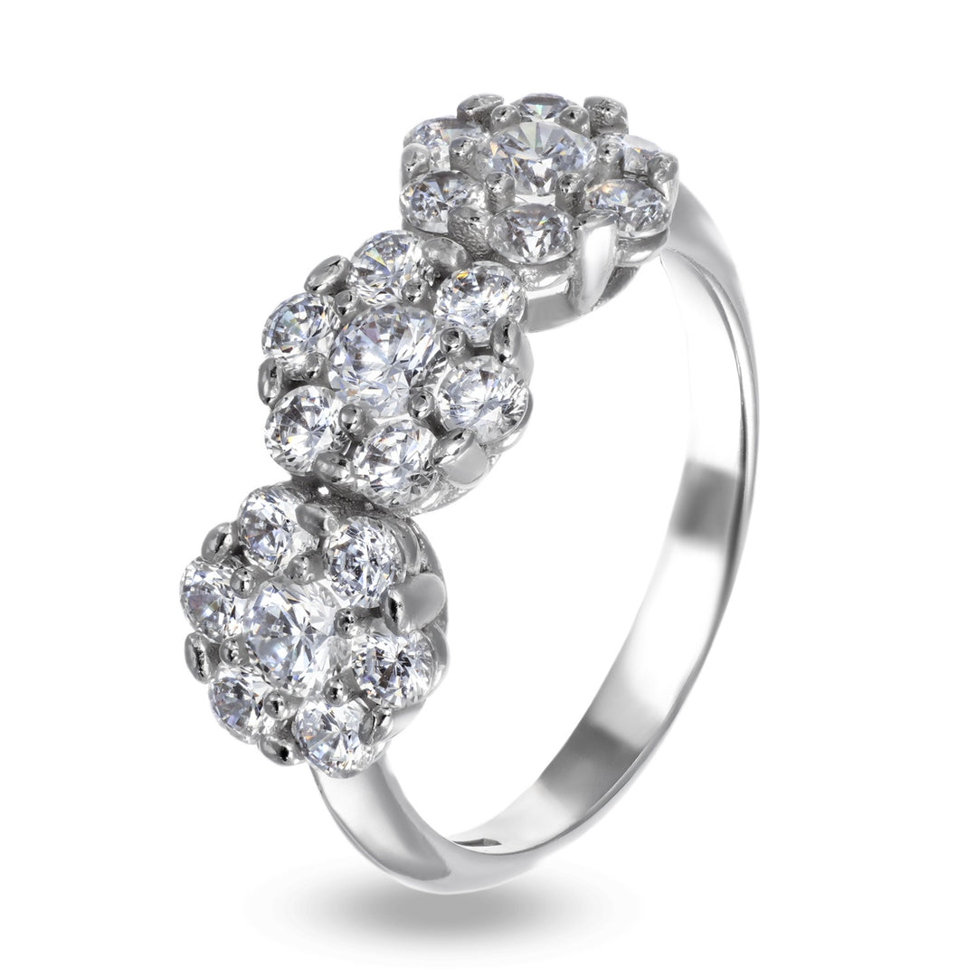 Anello Trilogy Margherite in Oro Bianco con Zirconi