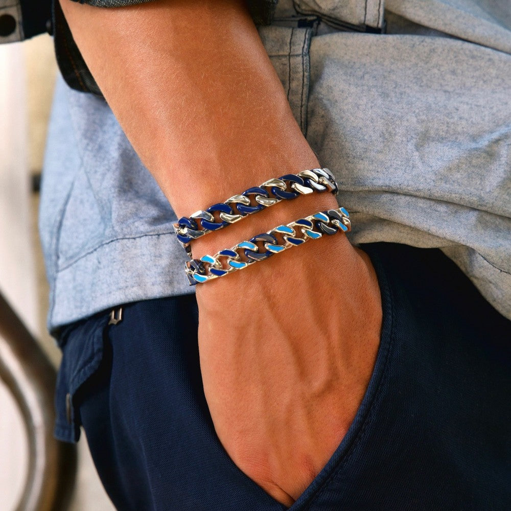 Bracciale a grumette Zanca in Argento e Ceramica con Maglie Smaltate