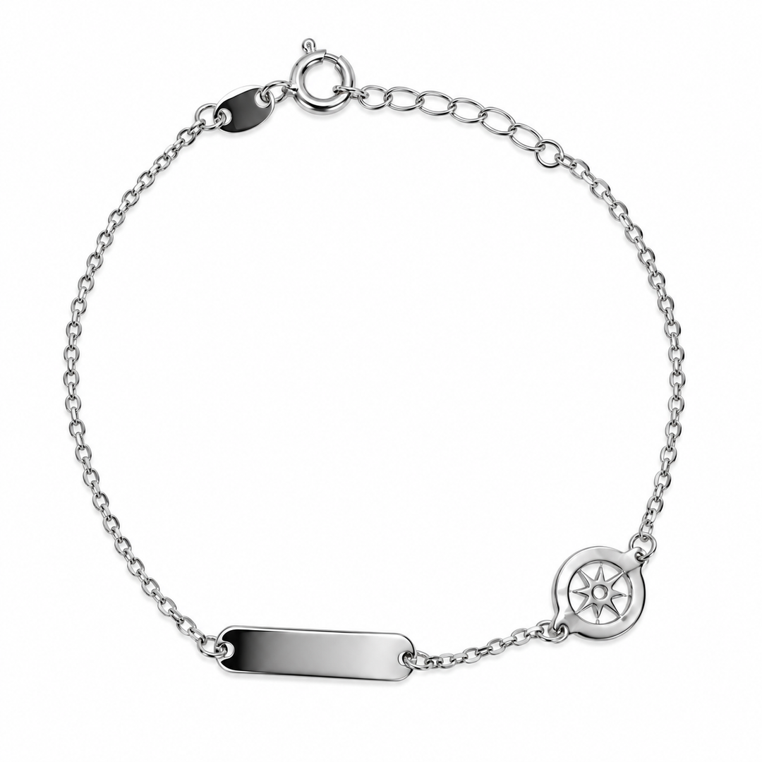 Bracciale Bimbo/a in Oro Bianco 18 kt  con il Timone e Targhetta