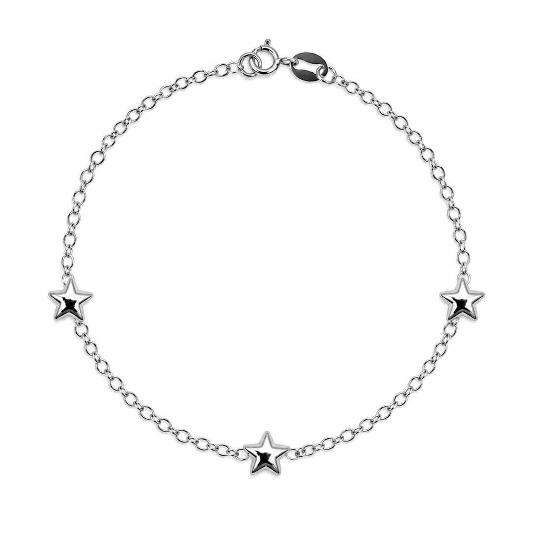 Bracciale Bimbo/a con Stelline in Oro Bianco 18 kt