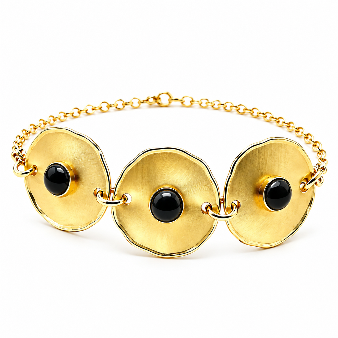 Bracciale con Cerchi e Pietre Nere