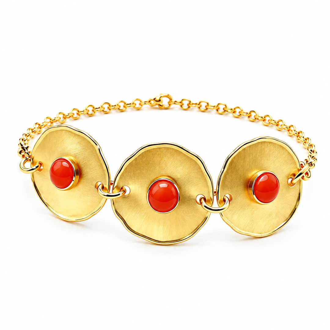 Bracciale con Cerchi e Pietre Rosse Sovrani