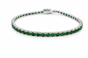 Bracciale Tennis in Argento con zirconi Verdi