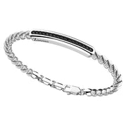 Bracciale Zancan in Argento Con Targa e Pietre Nere.