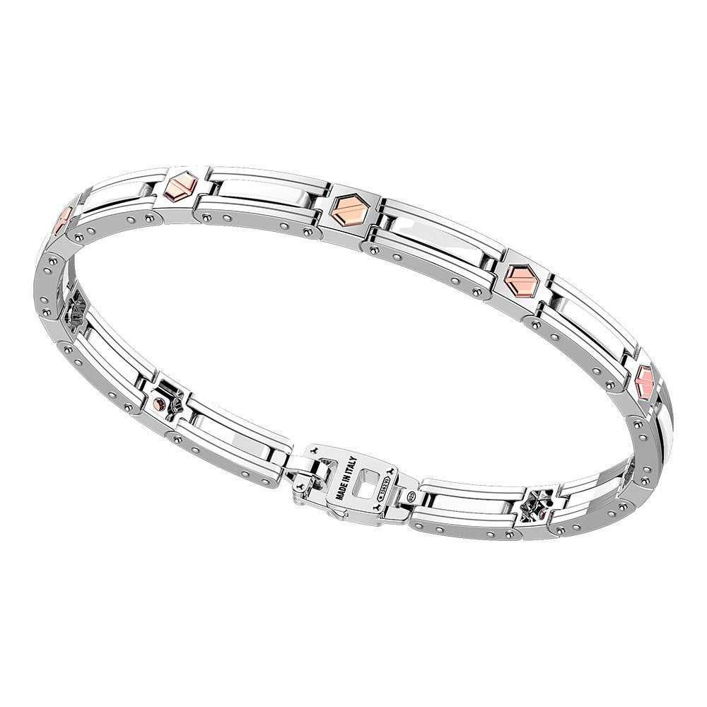 Bracciale Zancan in Argento e ceramica con Viti in Oro Rosa