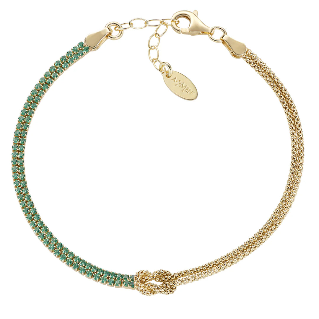 Bracciale Nodo d'Amore Dorato con Zirconi Bianchi