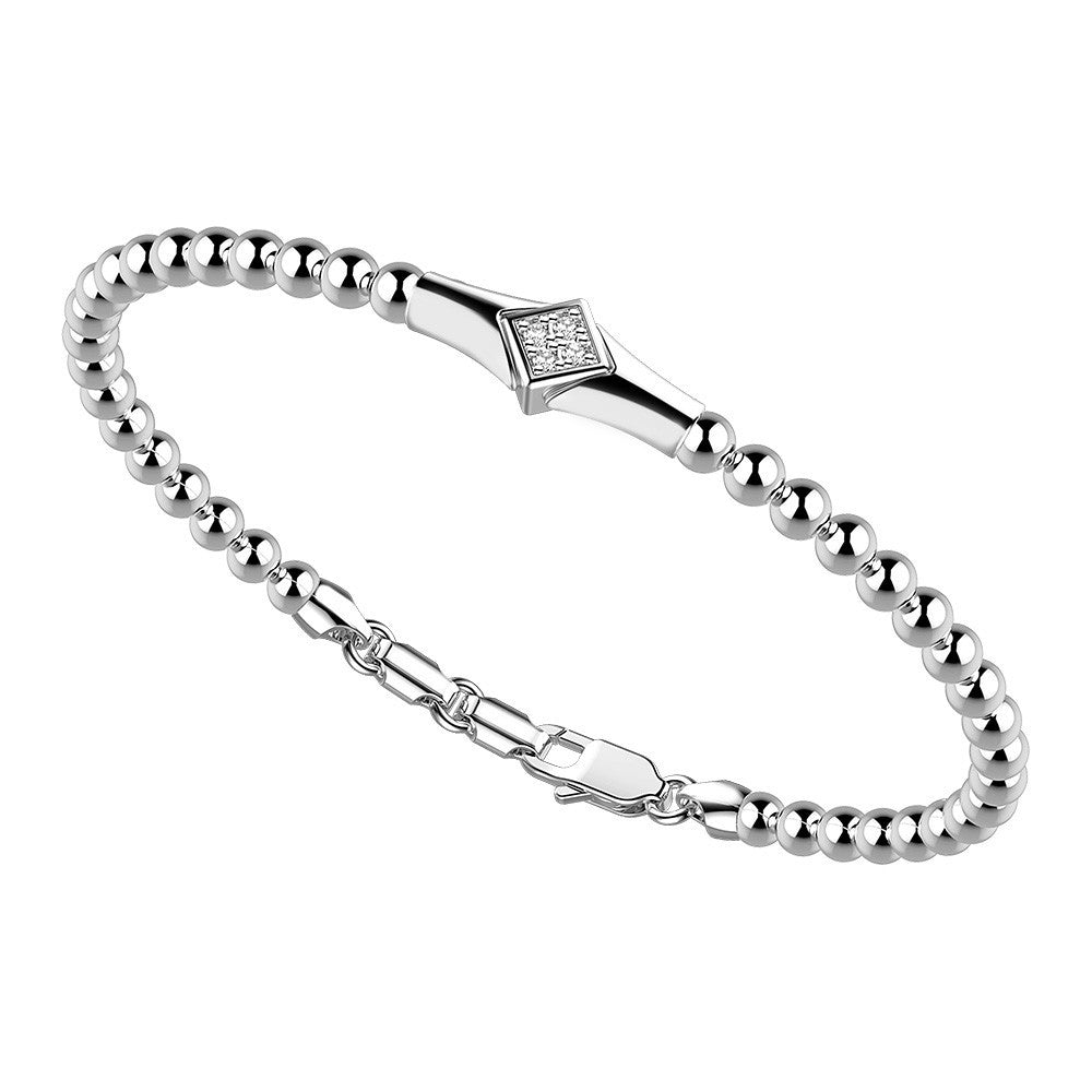 Bracciale Zancan in Argento a Sfere con Pietre Bianche