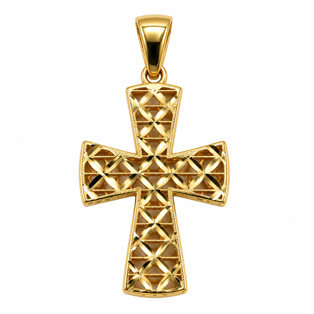 Ciondolo Croce Traforata in Oro Giallo 18 kt