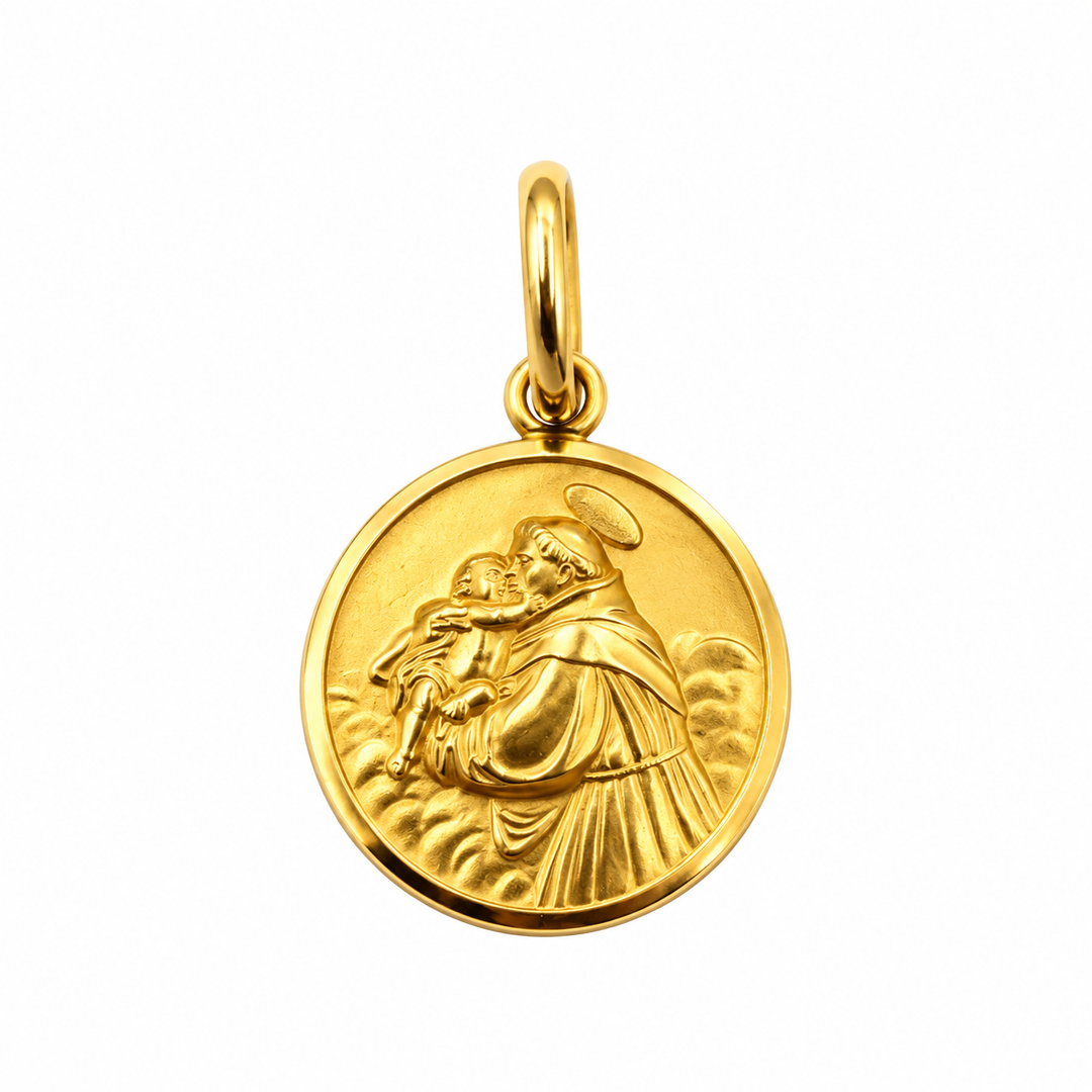 Medaglia con San Francesco in Oro Giallo 18kt
