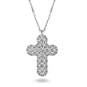 Collana Croce in Oro Bianco con Diamanti Crivelli