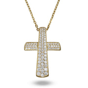Collana Croce in Oro Giallo con Diamanti Crivelli