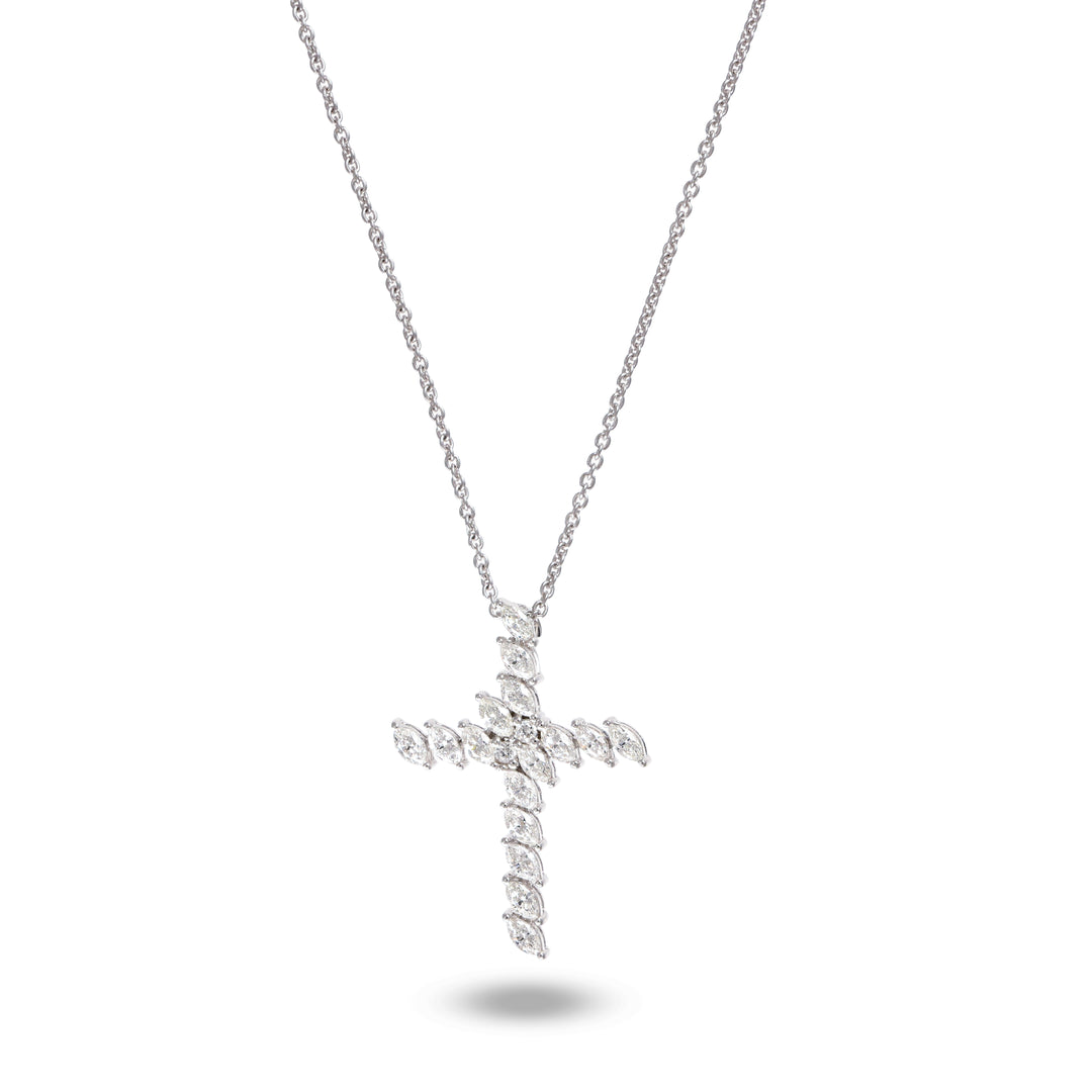 Collana Crivelli a Croce in Oro Bianco con Diamanti