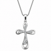 Collana con Croce e Zirconi in Oro Bianco