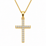 Collana con Croce di Zirconi in Oro Giallo