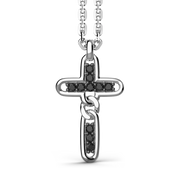 Collana Zancan in Argento con Pendente a Croce e Pietre Nere
