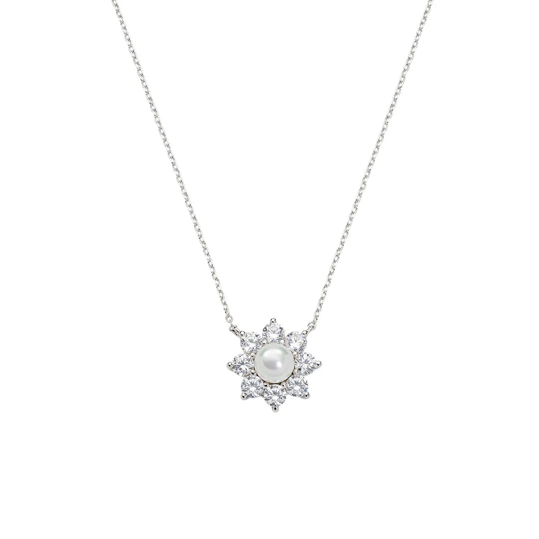 Collana Fiore con Perla e Zirconi