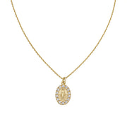 Collana Mini Madonna Miracolosa con Zirconi Dorata