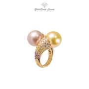 Anello con Perle Diamanti e Zaffiri Crivelli