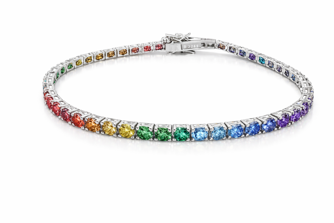 Bracciale Tennis in Argento con Zirconi Multicolor
